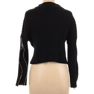 ZARA Cable Knit Chunky Sweater w/ Zipper Detail, Black, M